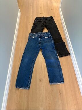GAP Men's Straight Jeans in Blue and Black Duo